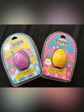 Peeps 2 piece chick Lip Balm. One Grape. One Vanilla. NWT.